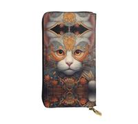 WBQLSL Elegante cartera de cuero con cierre de ojo de gato, monedero de 7.4 x 4.13 pulgadas de largo con cremallera, práctica cartera de viaje para dinero en efectivo
