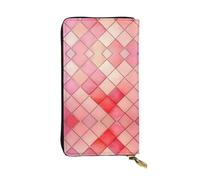 WBQLSL Elegante cartera de cuero con cuadrados de colores, monedero con cremallera de 7.4 x 4.13 pulgadas de largo, práctica cartera de viaje para dinero en efectivo