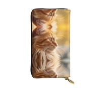 WBQLSL Elegante cartera de cuero con diseño de gato con cabeza hacia abajo, monedero de 7.4 x 4.13 pulgadas de largo con cremallera, práctica cartera de viaje para dinero en efectivo