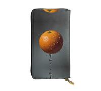 WBQLSL Elegante cartera de cuero con diseño de gotas de agua naranja, monedero de 7.4 x 4.13 pulgadas de largo con cremallera, práctica cartera de viaje para dinero en efectivo