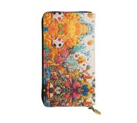 WBQLSL Elegante cartera de cuero con diseño de graffiti de color, monedero de 7.4 x 4.13 pulgadas de largo con cremallera, práctica cartera de viaje para dinero en efectivo
