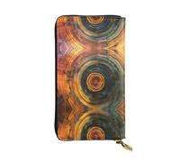 WBQLSL Elegante cartera de cuero con estacas de madera de colores, monedero de 7.4 x 4.13 pulgadas de largo con cremallera, práctica cartera de viaje para dinero en efectivo