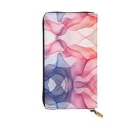 WBQLSL Elegante cartera de cuero con líneas de color, monedero con cremallera de 7.4 x 4.13 pulgadas de largo, práctica cartera de viaje para dinero en efectivo