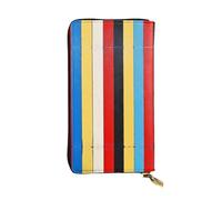 WBQLSL Elegante cartera de cuero con líneas de color, monedero de 7.4 x 4.13 pulgadas de largo con cremallera, práctica cartera de viaje para dinero en efectivo
