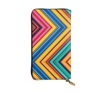 WBQLSL Elegante cartera de cuero con líneas de colores, monedero con cremallera de 7.4 x 4.13 pulgadas de largo, práctica cartera de viaje para dinero en efectivo