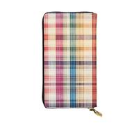 WBQLSL Elegante cartera de cuero con líneas de tela, monedero de 7.4 x 4.13 pulgadas de largo con cremallera, práctica cartera de viaje para dinero en efectivo