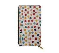 WBQLSL Elegante cartera de cuero con patrón de puntos, monedero de 7.4 x 4.13 pulgadas de largo con cremallera, práctica cartera de viaje para dinero en efectivo