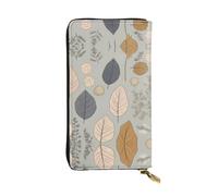 WBQLSL Elegante cartera de cuero con ramas y hojas coloridas, monedero de 7.4 x 4.13 pulgadas de largo con cremallera, práctica cartera de viaje para dinero en efectivo