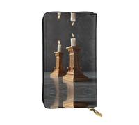 WBQLSL Elegante cartera de cuero con soporte para candelabros, monedero de 7.4 x 4.13 pulgadas de largo con cremallera, práctica cartera de viaje para dinero en efectivo