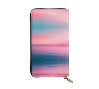 WBQLSL Elegante cartera de cuero con superficie de mar de colores, monedero con cremallera de 7.4 x 4.13 pulgadas de largo, práctica cartera de viaje para dinero en efectivo