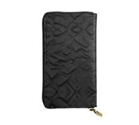 WBQLSL Elegante cartera de cuero con textura negra, monedero de 7.4 x 4.13 pulgadas de largo con cremallera, práctica cartera de viaje para dinero en efectivo