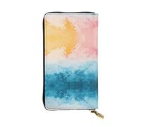 WBQLSL Elegante cartera de cuero entremezclada de colores, monedero de 7.4 x 4.13 pulgadas de largo con cremallera, práctica cartera de viaje para dinero en efectivo