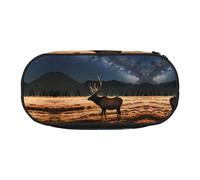 WBQLSL Elk in The Meadow - Estuche para lápices con división multicapa, adecuado para guardar artículos de papelería de oficina en el campus, Black, Talla única, Estuche de belleza