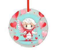 WBQLSL Este bonito colgante de cristal redondo de Navidad con estampado de niño es perfecto para Navidad, Halloween y otras decoraciones navideñas.