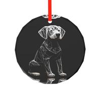 WBQLSL Este colgante de cristal redondo de Navidad con estampado abstracto de perro es perfecto para Navidad, Halloween y otras decoraciones navideñas.