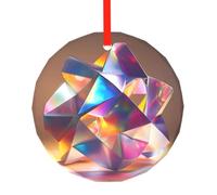 WBQLSL Este colgante de cristal redondo de Navidad con patrones holográficos de origami es perfecto como adorno de árbol de Navidad, regalo de cumpleaños o aniversario.