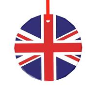 WBQLSL Este colgante redondo de cristal con la bandera del Reino Unido es perfecto para Navidad, Halloween y otras decoraciones navideñas.