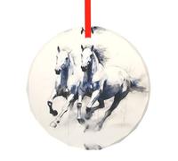 WBQLSL Este colgante redondo de cristal de Navidad con dibujo de caballo es perfecto como adorno de árbol de Navidad, regalo de cumpleaños o aniversario.