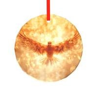 WBQLSL Este colgante redondo de cristal de Navidad con diseño de pájaro de fuego con alas es perfecto para Navidad, Halloween y otras decoraciones navideñas.