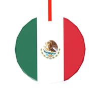 WBQLSL Este colgante redondo de cristal impreso con la bandera de México es perfecto para Navidad, Halloween y otras decoraciones navideñas.