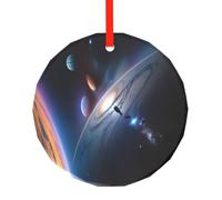 WBQLSL Este fascinante colgante de cristal redondo de Navidad impreso en un universo es perfecto para Navidad, Halloween y otras decoraciones navideñas.