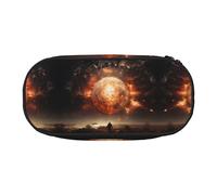 WBQLSL Estuche con diseño de Explosion on Earth - Estuche de múltiples capas, apto para guardar artículos de papelería de oficina en el campus, Black, Talla única, Estuche de belleza