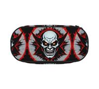 WBQLSL Estuche con diseño de fantasma malvado rojo y negro, estuche de múltiples capas, adecuado para guardar artículos de papelería de oficina en el campus, Black, Talla única, Estuche de belleza