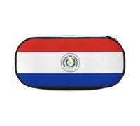 WBQLSL Estuche con diseño de la bandera de Paraguay - Estuche de múltiples capas, adecuado para guardar artículos de papelería de oficina en el campus, Black, Talla única, Estuche de belleza