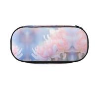 WBQLSL Estuche con estampado de flores de primer plano, estuche de múltiples capas, adecuado para guardar artículos de papelería de oficina en el campus, Black, Talla única, Estuche de belleza