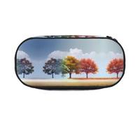 WBQLSL Estuche para lápices con diseño de árbol de las cuatro estaciones - Estuche de múltiples capas, adecuado para guardar artículos de papelería de oficina en el campus, Black, Talla única, Estuche