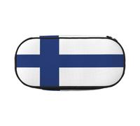 WBQLSL Estuche para lápices con diseño de bandera finlandesa - Estuche multicapa, adecuado para guardar artículos de papelería de oficina en el campus, Black, Talla única, Estuche de belleza