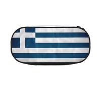 WBQLSL Estuche para lápices con diseño de bandera griega, partición multicapa, adecuado para guardar artículos de papelería de oficina en el campus, Black, Talla única, Estuche de belleza