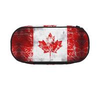 WBQLSL Estuche para lápices de gran capacidad, diseño retro de la bandera de Canadá, bolsa de almacenamiento de papelería de varias capas, suministros de oficina de aprendizaje unisex