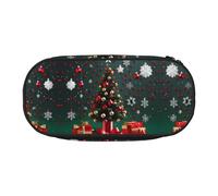 WBQLSL Estuche redondo con diseño de árbol de Navidad, estuche de varias capas, adecuado para guardar artículos de papelería de oficina en el campus, Black, Talla única, Estuche de belleza