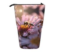 WBQLSL Estuche retráctil con estampado de abeja coleccionista de miel, perfecto para maquillaje, papelería o monedero.