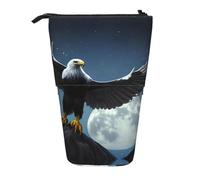 WBQLSL Estuche retráctil con estampado de Eagle Under The Stars, perfecto para maquillaje, papelería o monedero.