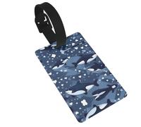 WBQLSL Etiquetas de equipaje Blue Killer Whale, etiquetas elegantes y duraderas para mochila personalizada y etiquetas de equipaje