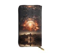 WBQLSL Explosion on Earth - Elegante cartera de cuero de 7.4 x 4.13 pulgadas de largo, con cremallera, práctica cartera de viaje para dinero en efectivo