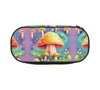 WBQLSL Fantasy Dream - Bolsa de almacenamiento de papelería con estampado de hongos, multicuadrícula, portátil, para estudiantes