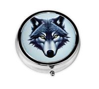 WBQLSL Fierce Wolf Head - Caja de medicamentos redonda impresa con 3 compartimentos para almacenamiento portátil de medicamentos