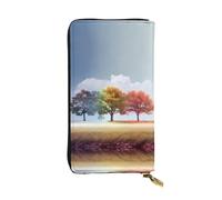 WBQLSL Four Seasons Tree - Cartera de piel elegante de 7.4 x 4.13 pulgadas de largo, con cremallera, práctica cartera de viaje para dinero en efectivo