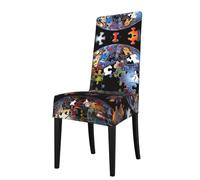 WBQLSL Funda protectora extraíble de rompecabezas de bloques de color para sillas de comedor con respaldo cuadrado, sillas parsonage, protectores de sillas de comedor, fundas de asiento elásticas