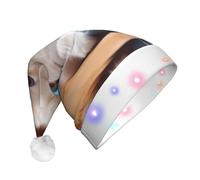 WBQLSL Gato persa jugando con un sombrero de Navidad con luces LED, perfecto para fiestas de disfraces, actuaciones escénicas y eventos escolares.