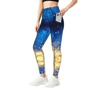 WBQLSL Golden Glitter Christmas Tree - Pantalones de yoga con bolsillo para mujer, leggings elásticos suaves de cintura alta para entrenamiento, gimnasio, uso diario, Negro, XXL-5XL