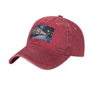 WBQLSL Gorra de béisbol ajustable con estampado de tren nocturno nevado. Un accesorio elegante para senderismo y salidas diarias., rosso, Taille unique