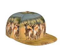 WBQLSL Gorra de béisbol con diseño de manada de ciervos de sabana africana, visera plana, gorra deportiva ajustable para el sol, color negro