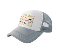 WBQLSL Gorra de béisbol negra con estampado de caballos coloridos, gorra de camionero de malla unisex, para viajes, camping, deportes al aire libre, gris, L