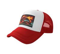 WBQLSL Gorra de béisbol negra con estampado de Dragon King in Fire, gorra de camionero de malla unisex, para viajes, camping, deportes al aire libre, rosso, L