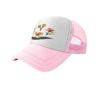 WBQLSL Gorra de béisbol negra con estampado de flores extrañas, gorra de camionero de malla unisex, para viajes, camping, deportes al aire libre, rosa, L