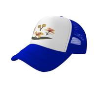 WBQLSL Gorra de béisbol negra con estampado de flores extrañas, gorra de camionero de malla unisex, para viajes, camping, deportes al aire libre, azul, L